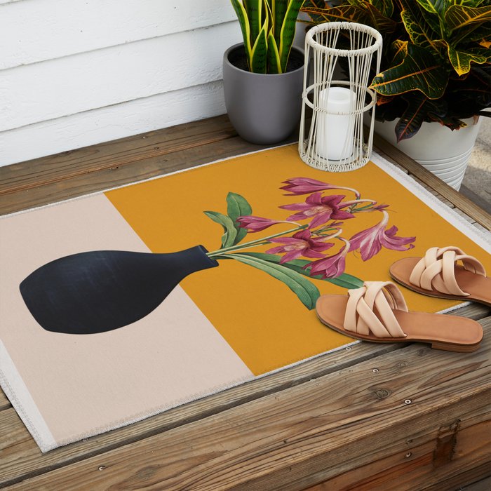 Flowers in Black Vase 2 Outdoor Rug Gallery Image 2