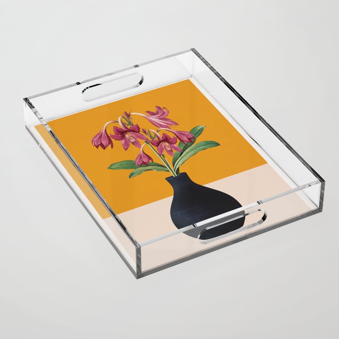 Flowers in Black Vase 2 Acrylic Tray Gallery Image 1