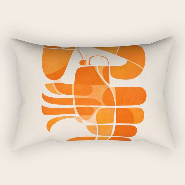Abstract Lobster in Orange Rectangular Pillow Gallery Image 1