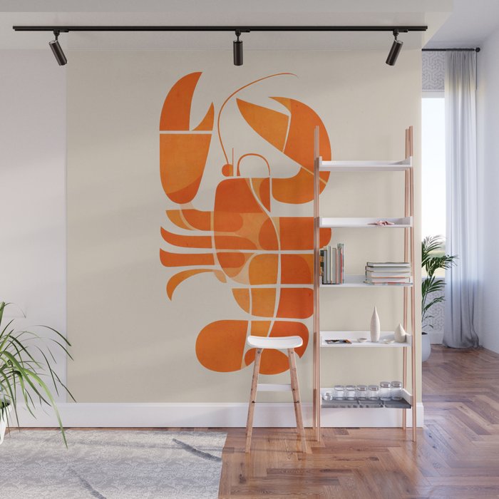 Abstract Lobster in Orange Wall Mural Gallery Image 1