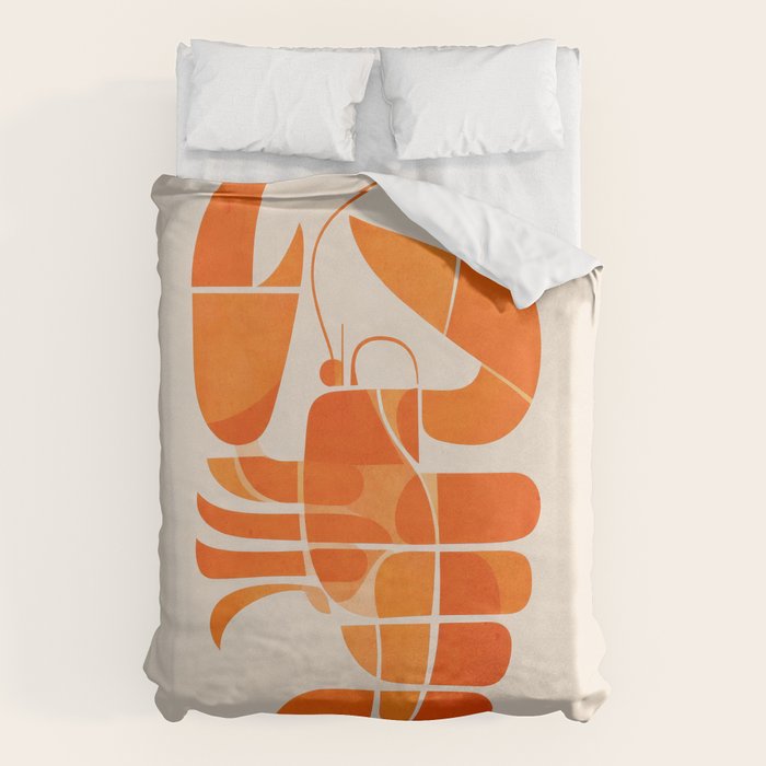 Abstract Lobster in Orange Duvet Cover Gallery Image 6