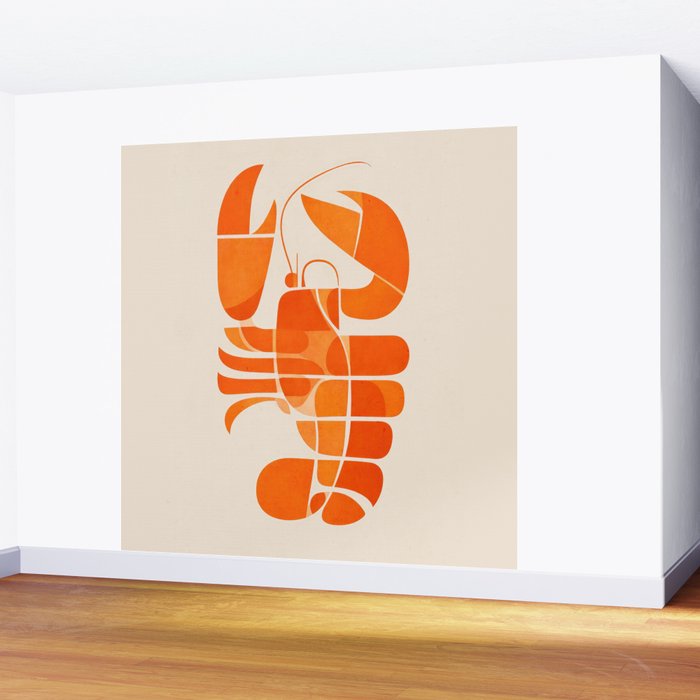 Abstract Lobster in Orange Wall Mural Gallery Image 2