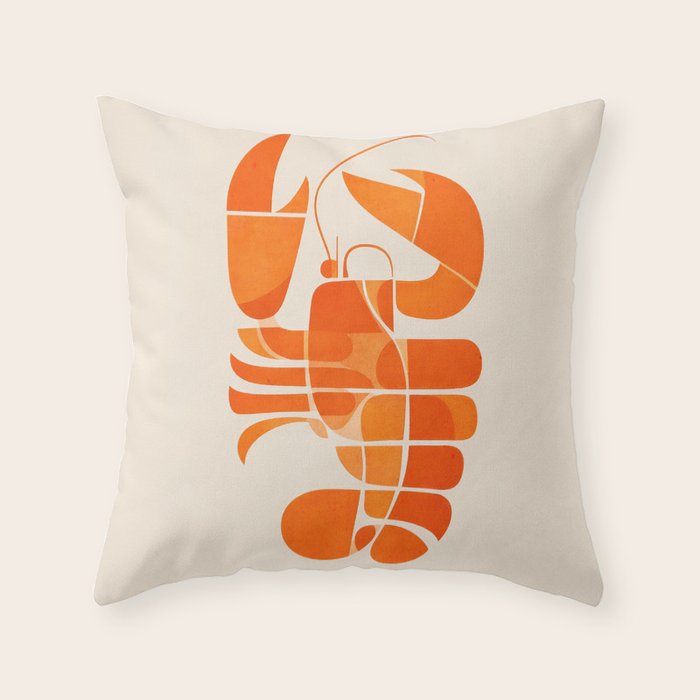 Abstract Lobster in Orange Throw Pillow Gallery Image 6