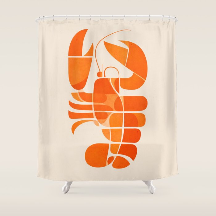 Abstract Lobster in Orange Shower Curtain Gallery Image 1