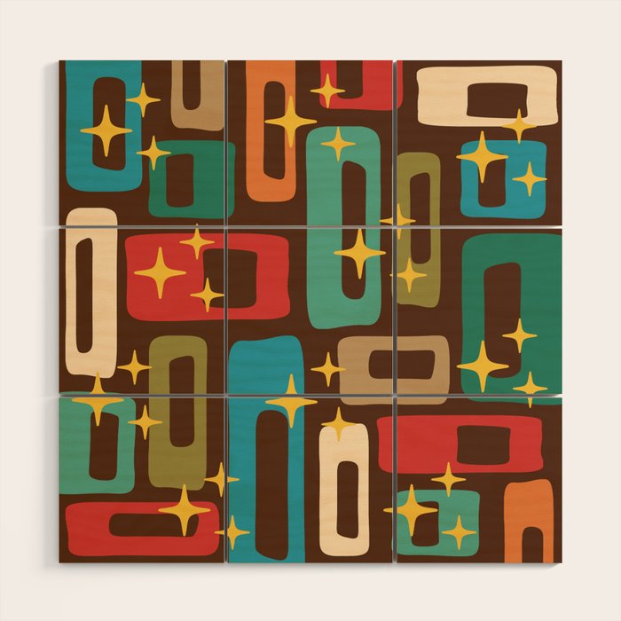 Retro Mid Century Modern Abstract Pattern 222 Wood Wall Art Gallery Image 1