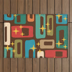 Retro Mid Century Modern Abstract Pattern 222 Outdoor Rug Gallery Image 1