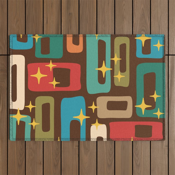 Retro Mid Century Modern Abstract Pattern 222 Outdoor Rug Gallery Image 1