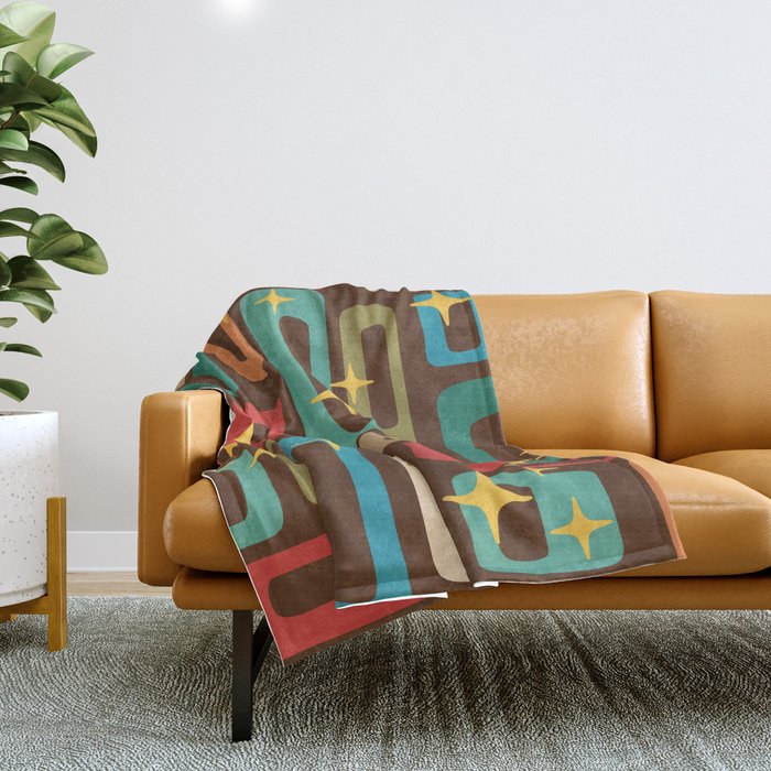 Retro Mid Century Modern Abstract Pattern 222 Throw Blanket Gallery Image 1