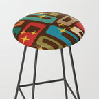 Retro Mid Century Modern Abstract Pattern 222 Stool Gallery Image 2