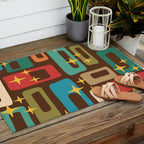 Retro Mid Century Modern Abstract Pattern 222 Outdoor Rug Gallery Image 2