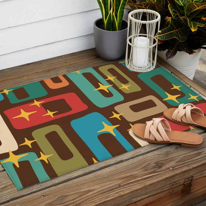 Retro Mid Century Modern Abstract Pattern 222 Outdoor Rug Gallery Image 2