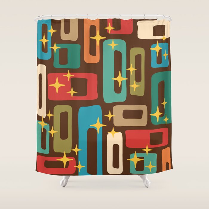Retro Mid Century Modern Abstract Pattern 222 Shower Curtain Gallery Image 1