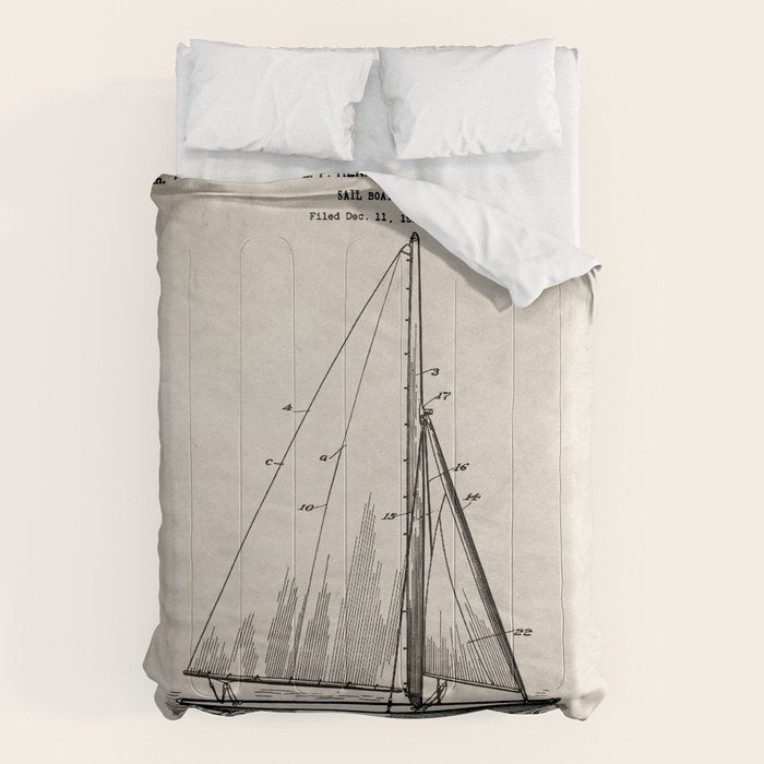 Sailboat Patent - Yacht Art - Antique Comforter