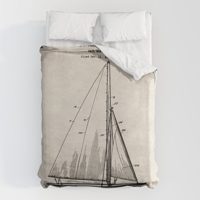 Sailboat Patent - Yacht Art - Antique Duvet Cover Gallery Image 1
