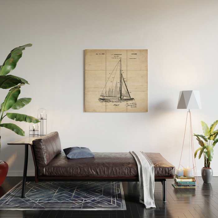 Sailboat Patent - Yacht Art - Antique Wood Wall Art Gallery Image 2
