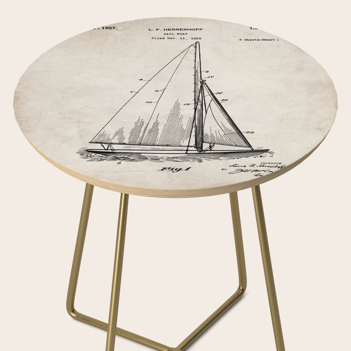 Sailboat Patent - Yacht Art - Antique Side Table Gallery Image 2