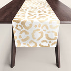 Elegant Gold White Leopard Cheetah Animal Print Table Runner Gallery Image 1
