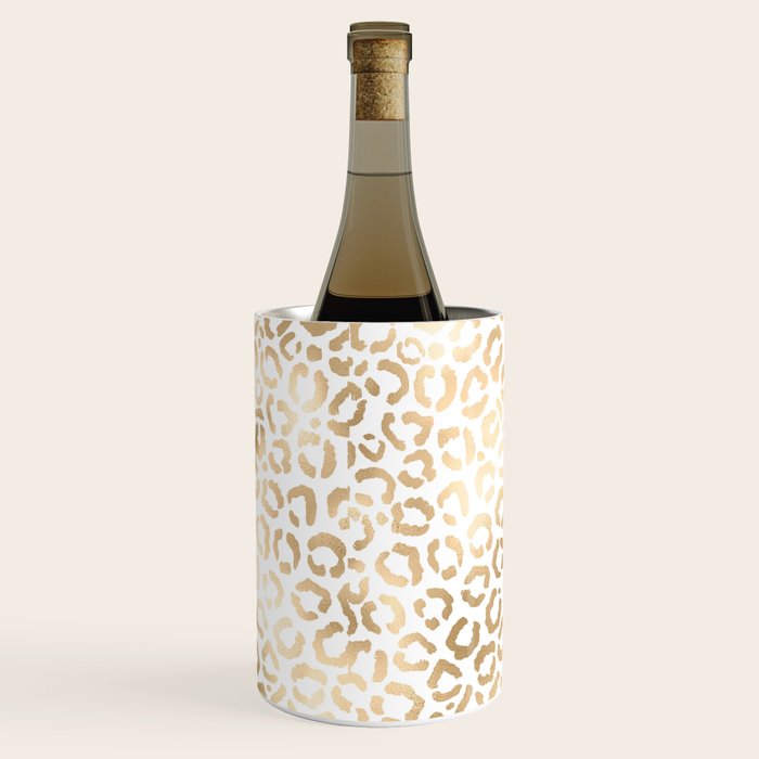 Elegant Gold White Leopard Cheetah Animal Print Wine Chiller Gallery Image 2