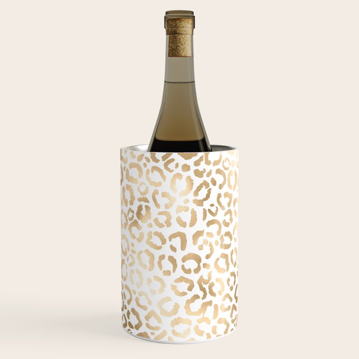 Elegant Gold White Leopard Cheetah Animal Print Wine Chiller Gallery Image 3