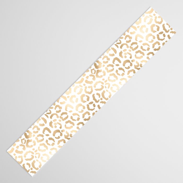 Elegant Gold White Leopard Cheetah Animal Print Table Runner Gallery Image 3