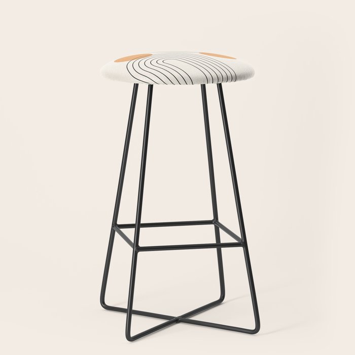 Mid Century Modern Geometric 61 (Rainbow and Sun Abstraction) Stool Gallery Image 1