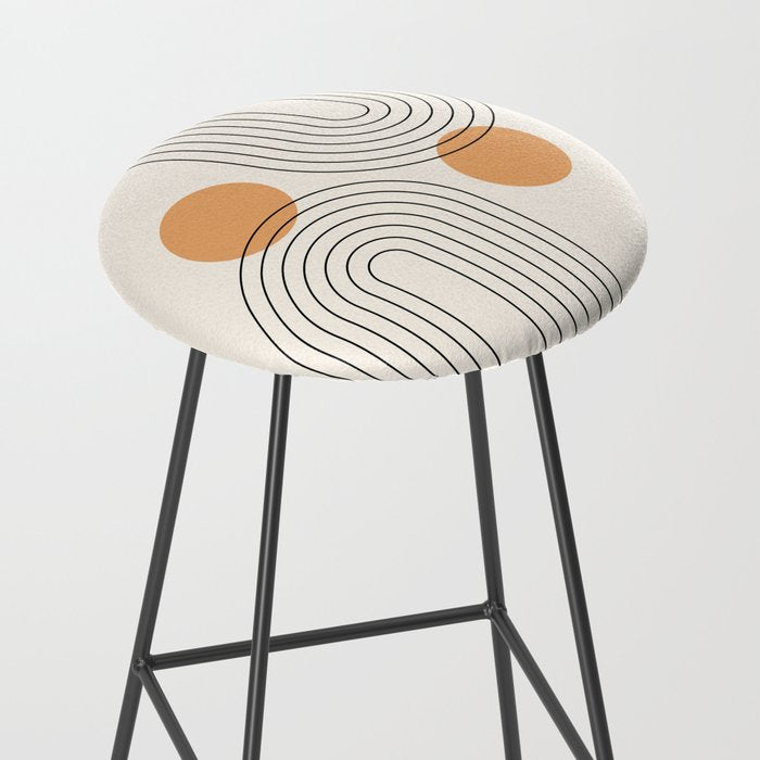 Mid Century Modern Geometric 61 (Rainbow and Sun Abstraction) Stool Gallery Image 2