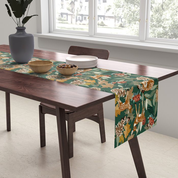Deer in the autumn nature 22 Table Runner Gallery Image 2