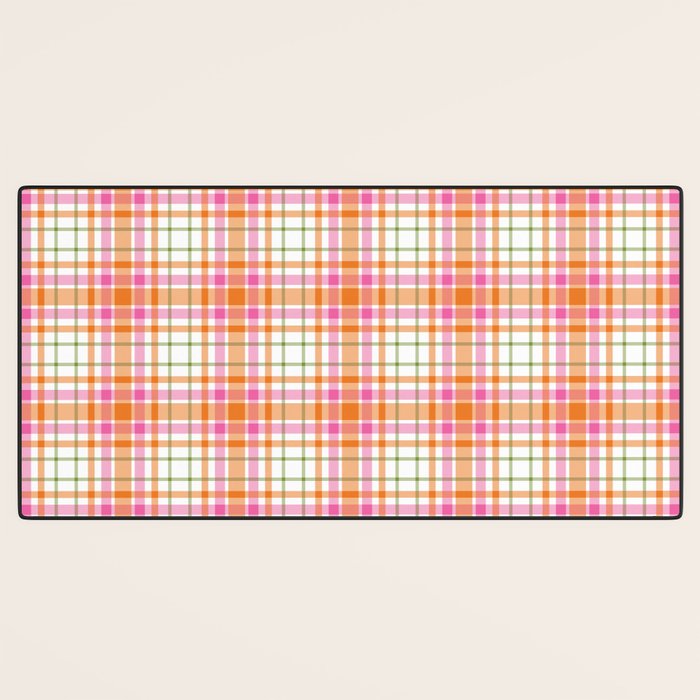 Summer Plaid Pink Orange Green White Desk Mat Gallery Image 3