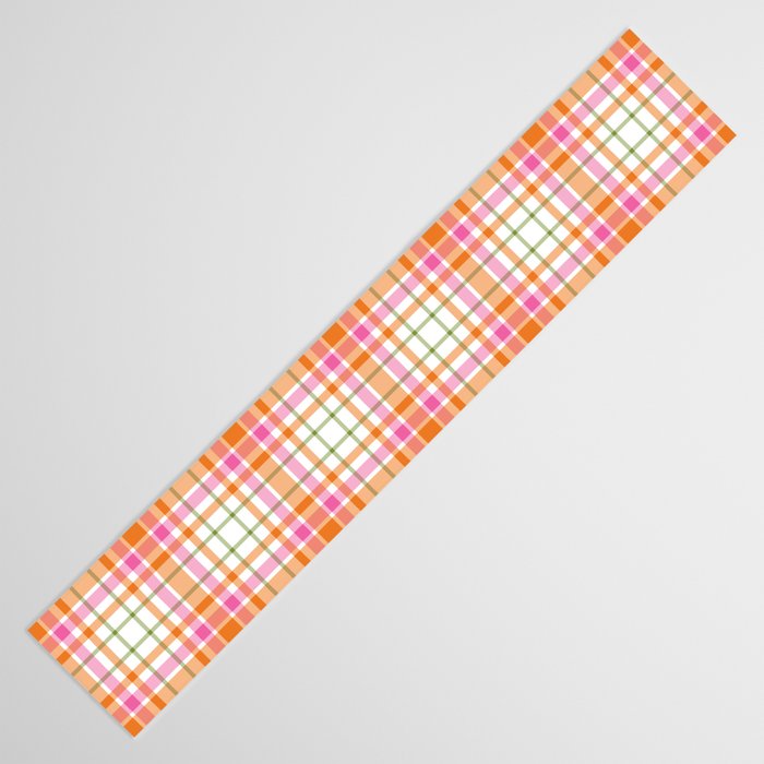 Summer Plaid Pink Orange Green White Table Runner Gallery Image 3