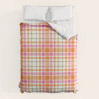 Summer Plaid Pink Orange Green White Duvet Cover Gallery Image 6