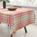 Summer Plaid Pink Orange Green White Tablecloth Gallery Image 3