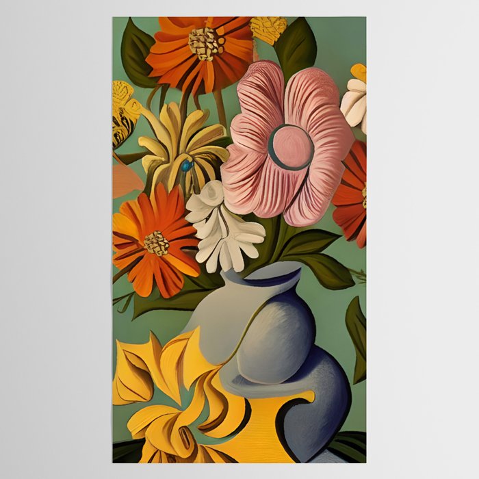 Quirky Abstract Vintage Retro Floral Tablecloth Gallery Image 2