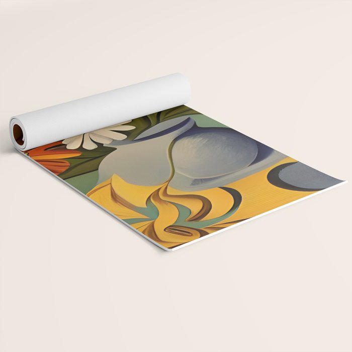 Quirky Abstract Vintage Retro Floral Yoga Mat Gallery Image 2
