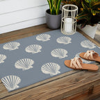 coastal scallop seashells Outdoor Rug Gallery Image 2