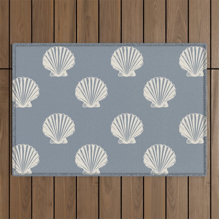 coastal scallop seashells Outdoor Rug Gallery Image 1
