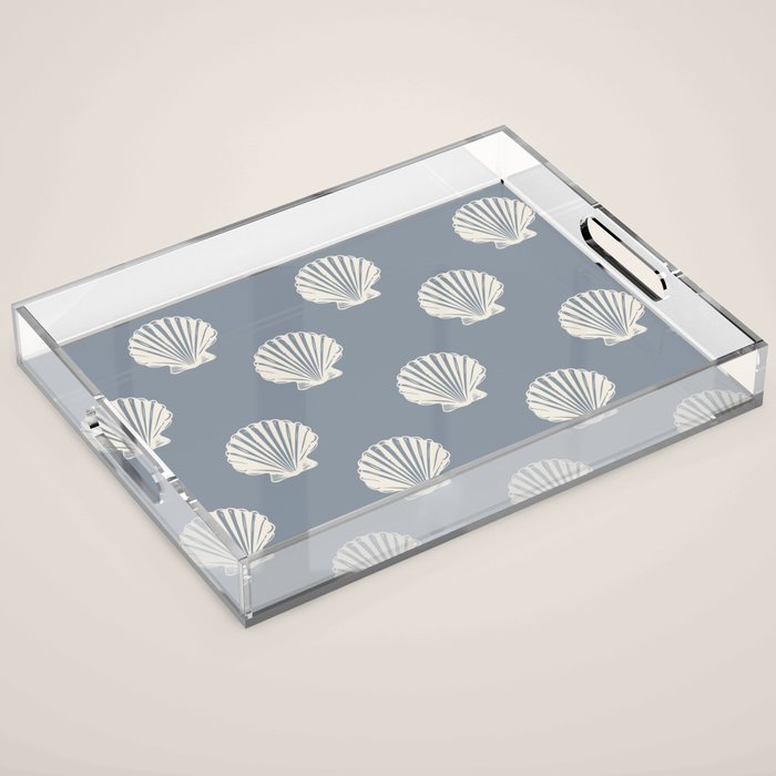 coastal scallop seashells Acrylic Tray Gallery Image 1