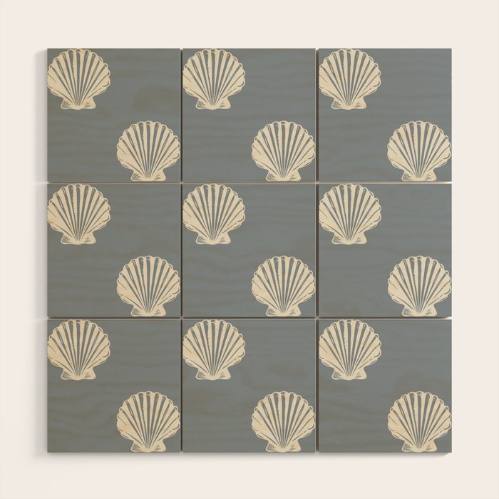 coastal scallop seashells Wood Wall Art Gallery Image 1