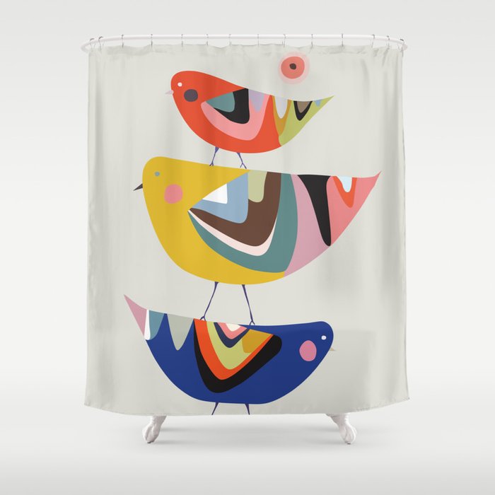 Mid Century Family Tree Shower Curtain Gallery Image 1