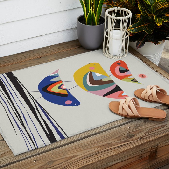 Mid Century Family Tree Outdoor Rug Gallery Image 2