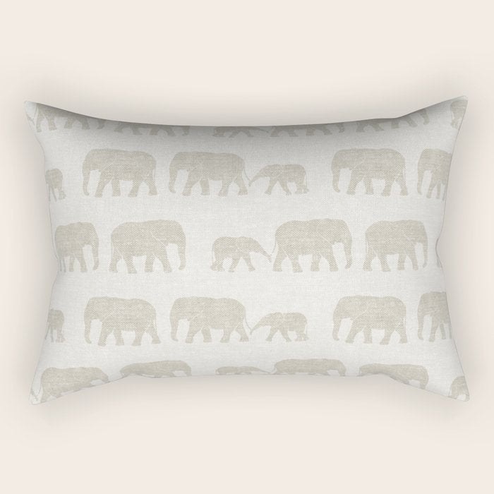 elephant march - beige Rectangular Pillow Gallery Image 2