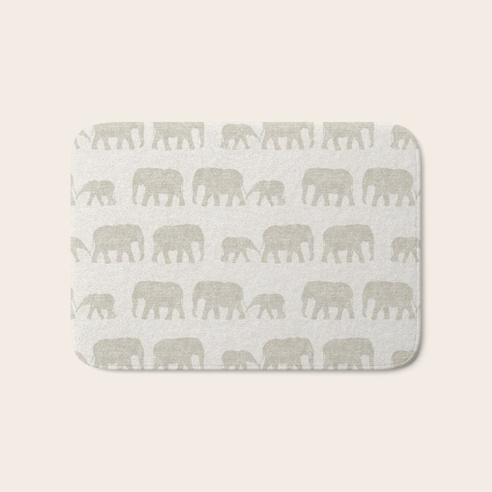 elephant march - beige Bath Mat Gallery Image 1