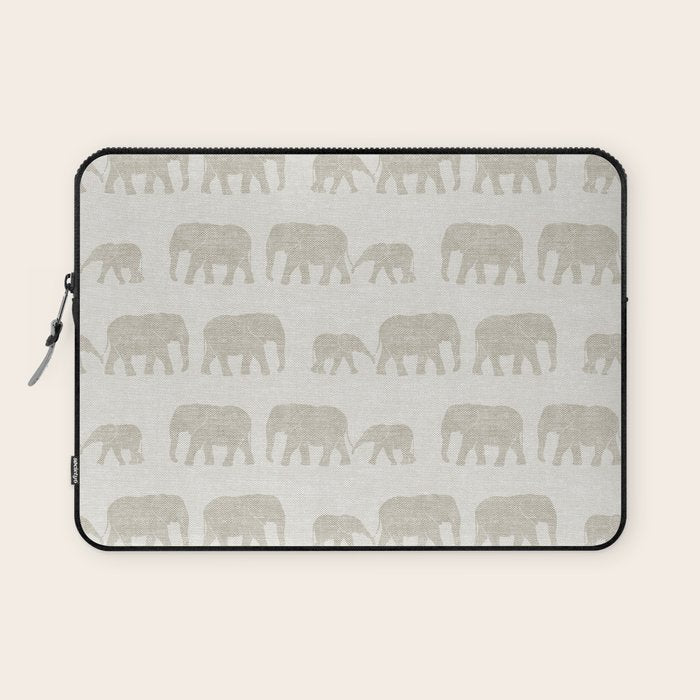 elephant march - beige Laptop Sleeve Gallery Image 1