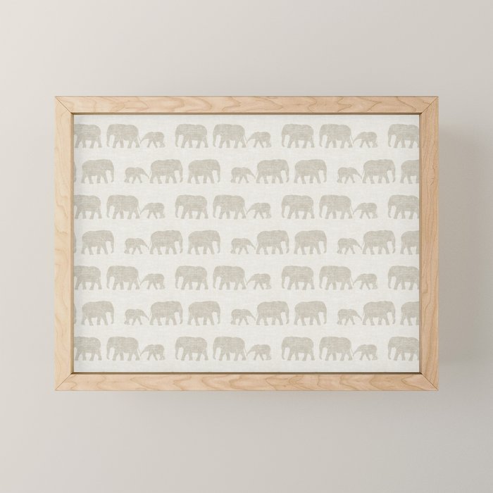 elephant march - beige Mini Art Print Gallery Image 1