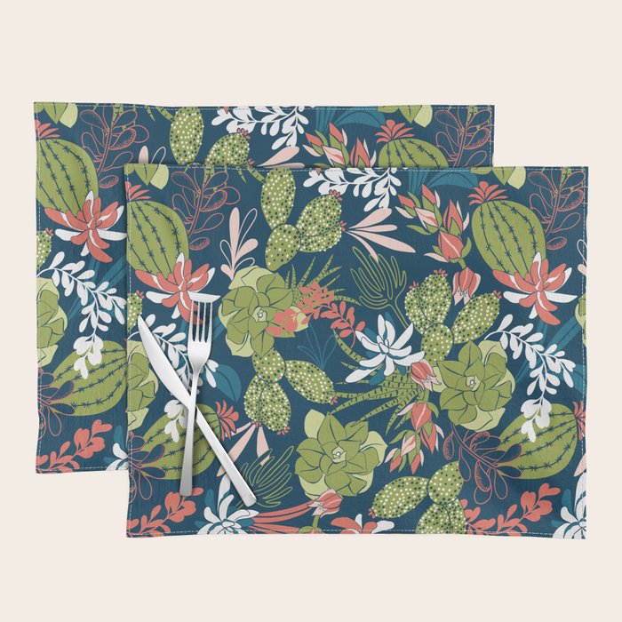 Succulent Garden Navy Placemat Gallery Image 1