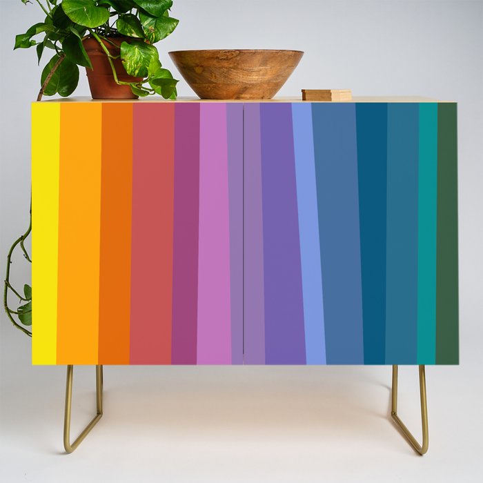 Modern Bright Rainbow Abstract Stripes Credenza Gallery Image 1