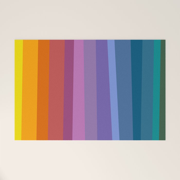 Modern Bright Rainbow Abstract Stripes Welcome Mat Gallery Image 1