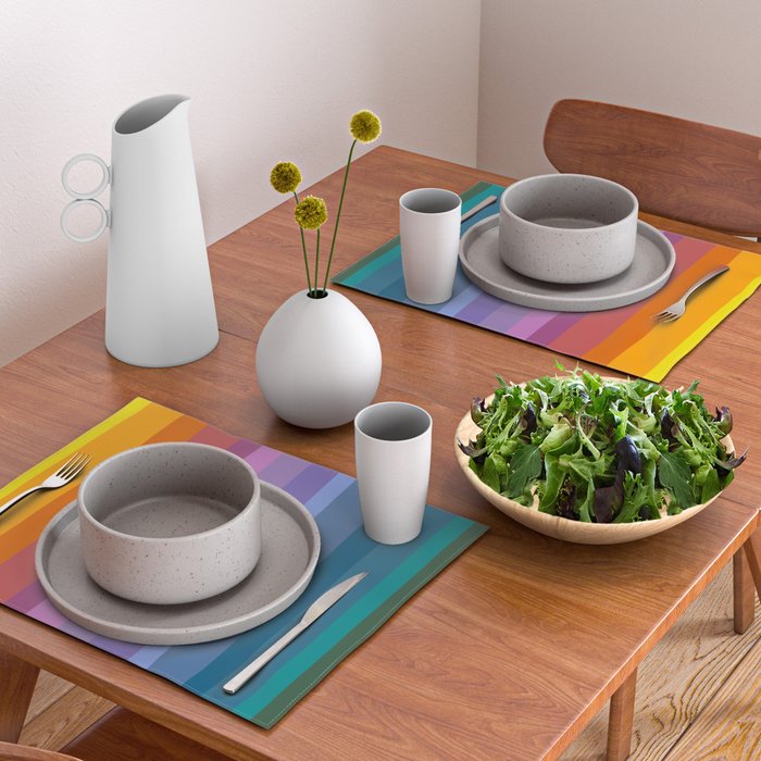Modern Bright Rainbow Abstract Stripes Placemat Gallery Image 2