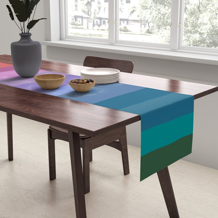 Modern Bright Rainbow Abstract Stripes Table Runner Gallery Image 2