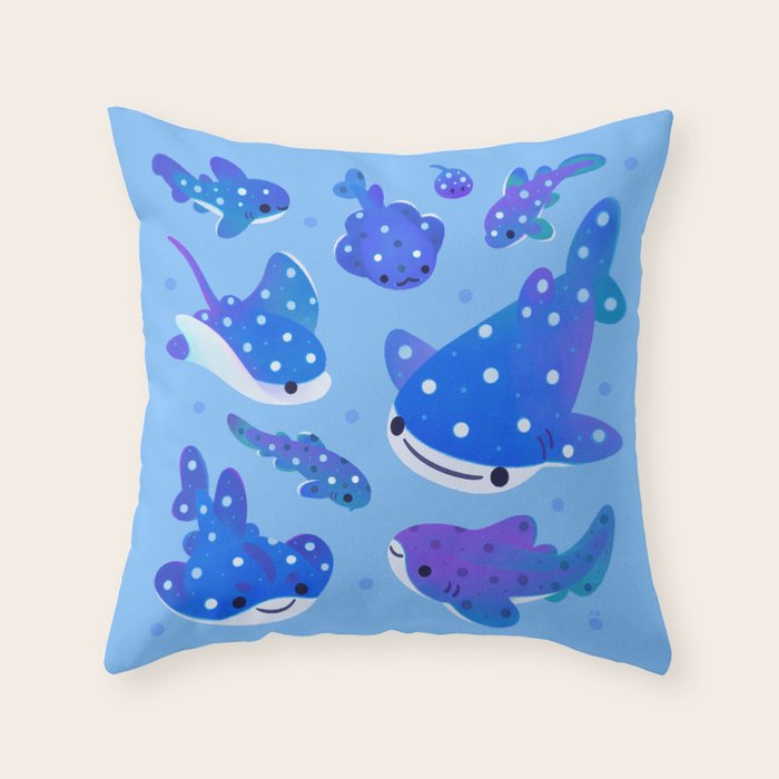 Polka dot shark Throw Pillow Gallery Image 1