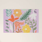 Block print summer meadow soft lilac Welcome Mat Gallery Image 1